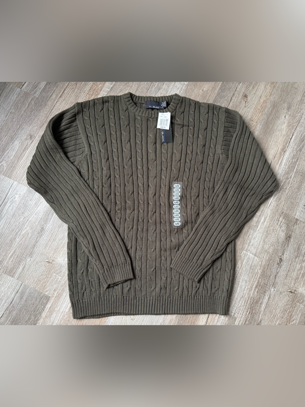 VTG BILL BLASS Cable Knit Crewneck Sweater Grandpa Sweater Olive Green Size XL
